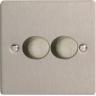 Varilight HFS2 2 Gang 250W 1 Way Rotary Dimmer In Brushed Steel