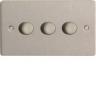 Varilight HFS33 3 Gang 400W 2 Way Push-On Push-Off Dimmer In Brushed Steel