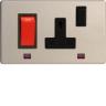 Varilight 45A Cooker Panel + Neon With 13A Switched Socket Outlet In Brushed Steel With Black Insert XDS45PNBS