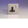 Varilight 1 Gang 13A Switched Socket In Brushed Steel With Black Insert XDS4BS