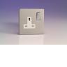 Varilight 1 Gang 13A Switched Socket In Brushed Steel With White Insert XDS4WS