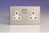 Varilight 2 Gang 13A Switched Socket In Brushed Steel With White Insert XDS5WS