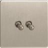 Varilight 2 Gang 10A 1 Or 2 Way Toggle Switch In Brushed Steel XDST2S
