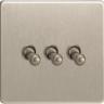 Varilight 3 Gang 10A 1 Or 2 Way Toggle Switch In Brushed Steel XDST3S