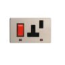 Varilight 45A Cooker Panel + Neon With 13A Switched Socket Outlet In Brushed Steel With Black Insert XDS45PNBS
