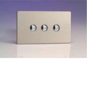 Varilight iDSS003S 3 Gang Slave For Remote Control / Touch Dimmer (Twin Plate) In Brushed Steel