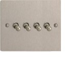 Varilight XFST4 4 Gang 10A 1 Or 2 Way Toggle Switch In Brushed Steel