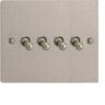 Varilight XFST4 4 Gang 10A 1 Or 2 Way Toggle Switch In Brushed Steel