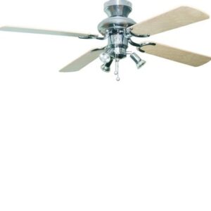 Global 42″ Bali Stainless Steel Ceiling Fan With 3 Lights And Reversible Beech/Maple Blades