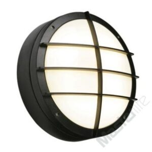Saxby Lighting 7014B Lake IP65 28w 2D Bulkhead Light With Front Cover Grill In A Textured Black Finish