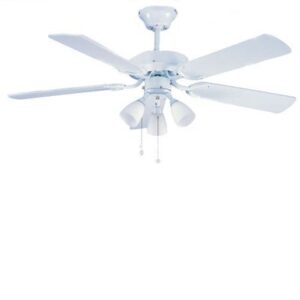 Global 42″ Genoa Gloss White Ceiling Fan With 3 Lights