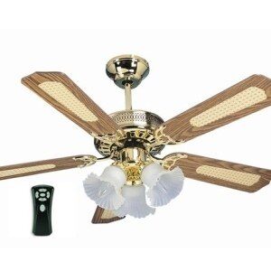 Global Santa Monica Polished Brass 42″ Ceiling Fan With 3 Lights And Remote Control
