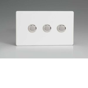 Varilight HDQ33S 3 Gang 400W 2-Way Push-On Push-Off Dimmer On A Twin Plate