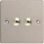 Varilight iFSi402M 2 Gang 400W 1 Way Remote Control / Touch Dimmerswitch In Brushed Steel