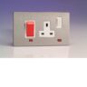 Varilight 45A Cooker Panel + Neon With 13A Switched Socket Outlet In Brushed Steel With White Insert XDS45PNWS