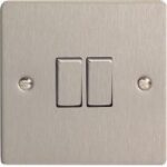 Varilight XFS2D 2 Gang 1 Or 2 Way Rocker Switch In Brushed Steel