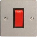 Varilight XFS45SB 45A Cooker Switch On A Single Plate In Brushed Steel With Black Insert