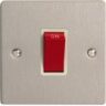 Varilight XFS45SW 45A Cooker Switch On A Single Plate In Brushed Steel With White Insert