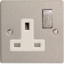 Varilight XFS4DW 1 Gang 13A Switch Socket In Brushed Steel With White Insert