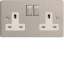 Varilight XFS5DW 2 Gang 13A Switch Socket In Brushed Steel With White Insert