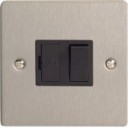 Varilight XFS6B 13A Switched Fuse Spur In Brushed Steel With Black Insert