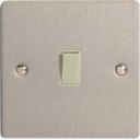 Varilight XFSBPW 1 Gang 10A Retractive Switch In Brushed Steel With White Insert