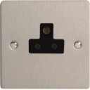 Varilight XFSRP2AB 1 Gang 2A Round Pin Socket In Brushed Steel With Black Insert