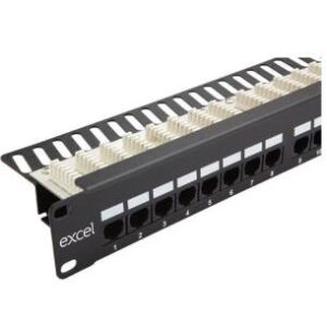 Excel 100-302 Category 6 Unscreened 1U 24 Port Right Angle Patch Panel In Black
