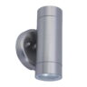 2x GU10 35W IP44 Outdoor Cylinder Style Up Down Wall Light In Stainless Steel