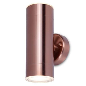 2x GU10 35W IP44 Outdoor Cylinder Style Up Down Wall Light In Copper