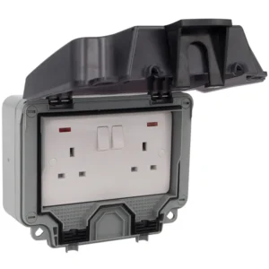 Timeguard TW1209DPN 13A IP66 Weatherproof Outdoor Twin Switched Socket DP With Neon