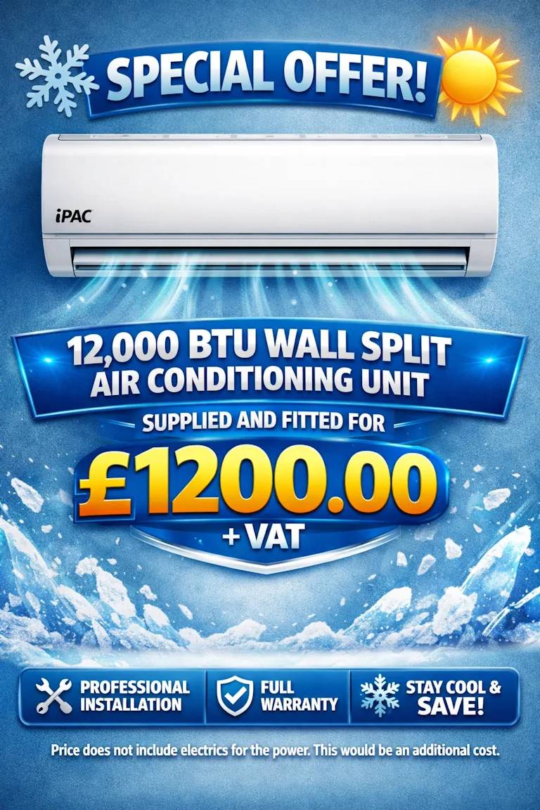 special offer for the supply and installation of a 12000BTU air conditioning unit